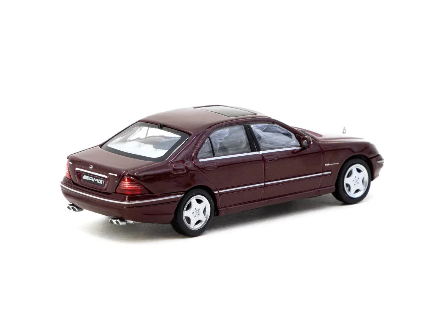 Premium scale diecast model car – Mercedes-Benz S 55 AMG Bordeaux - Global64, 1:64 Scale (Red) Collectible