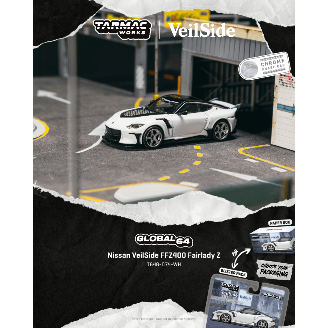 *PRE-0RDER* Nissan VeilSide FFZ400 Fairlady Z Chance of Chase Car, 1:64 Scale (White)
