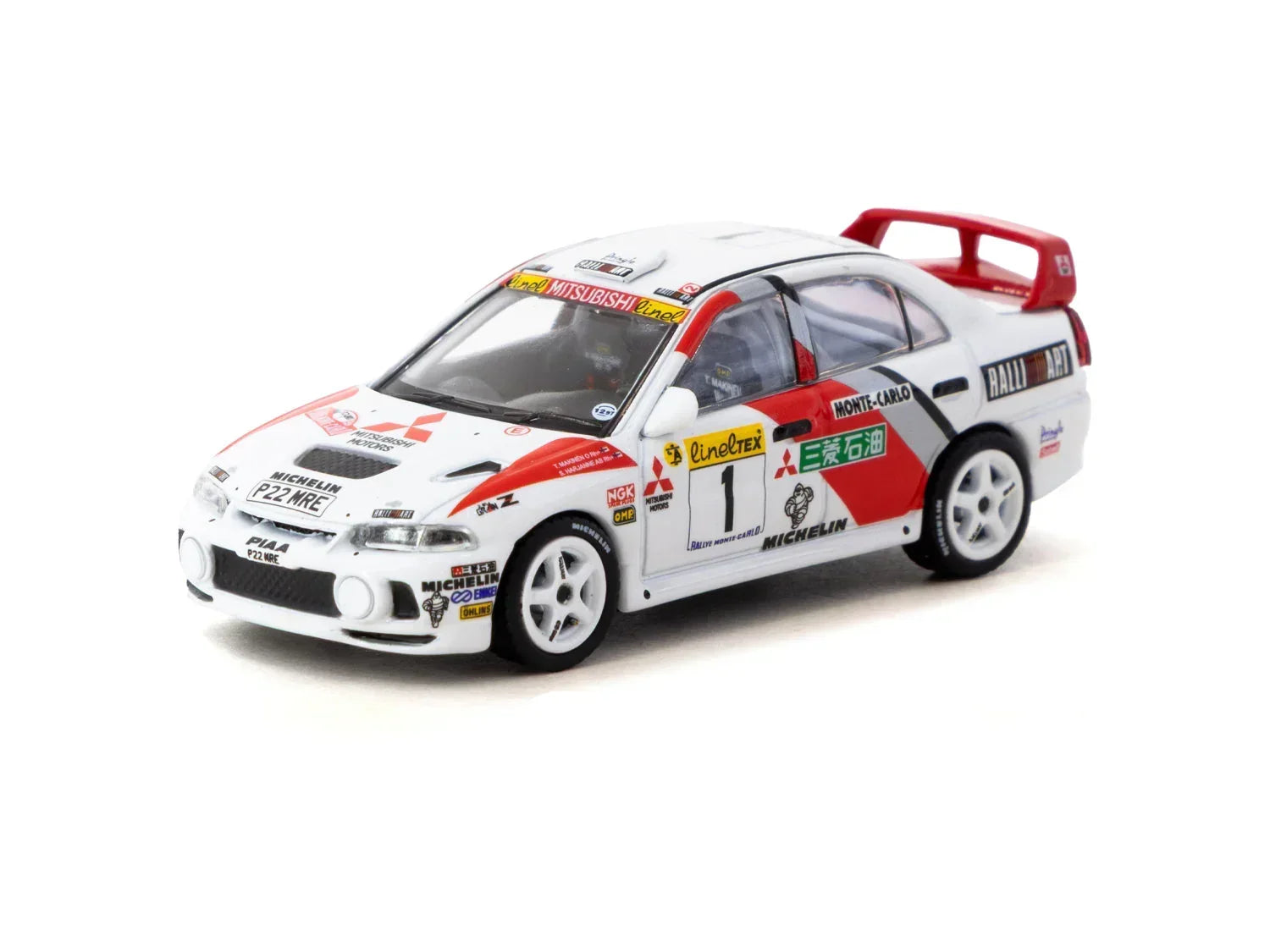 Premium scale diecast model car – Mitsubishi Lancer Evolution IV Rallye Monte-Carlo 1997 #1 - Global64, 1:64 Scale (White) Collectible