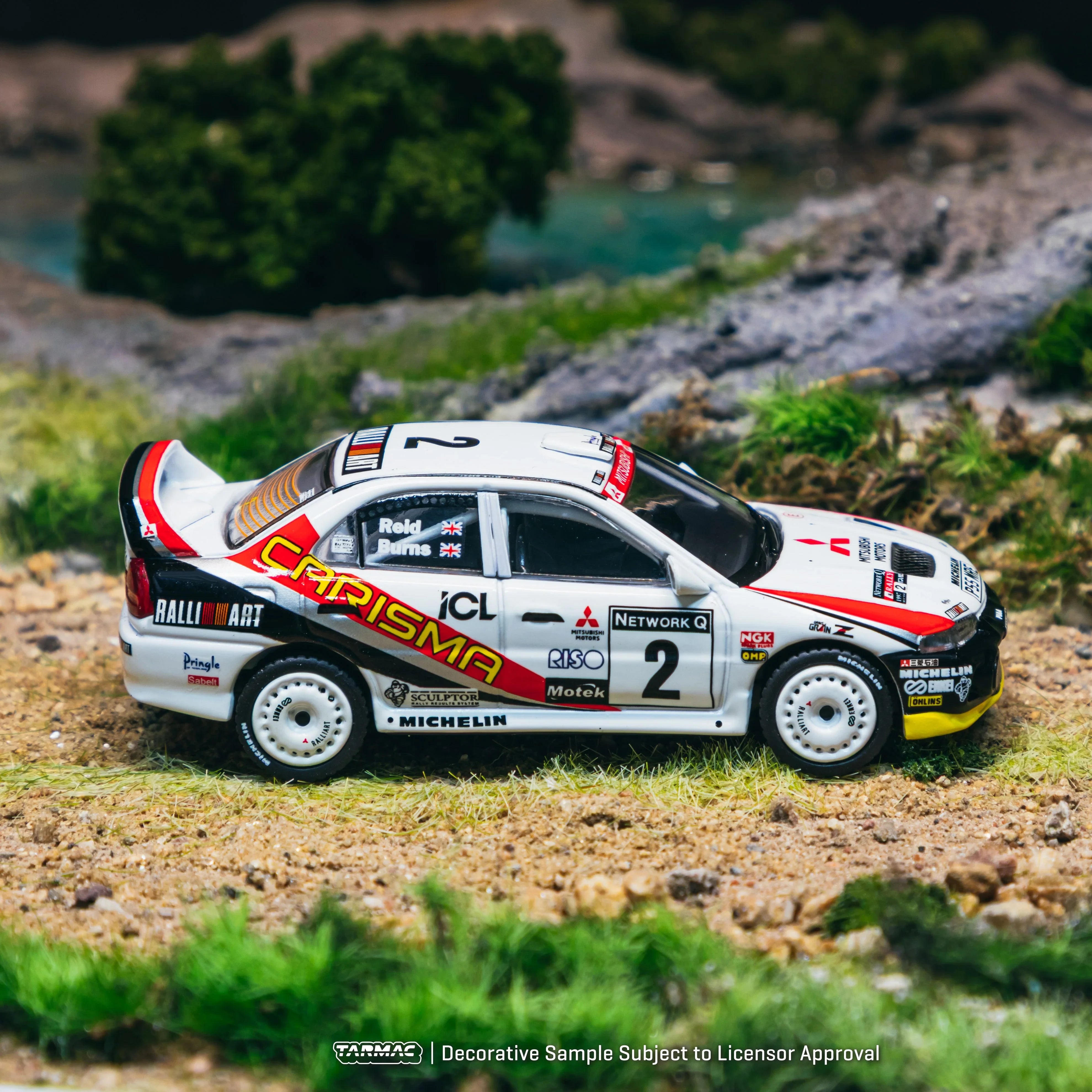 Premium scale diecast model car – *PRE-ORDER* Mitsubishi Carisma GT Evolution IV RAC Rally 1997 (Chance of Chase Car), 1:64 Scale Collectible