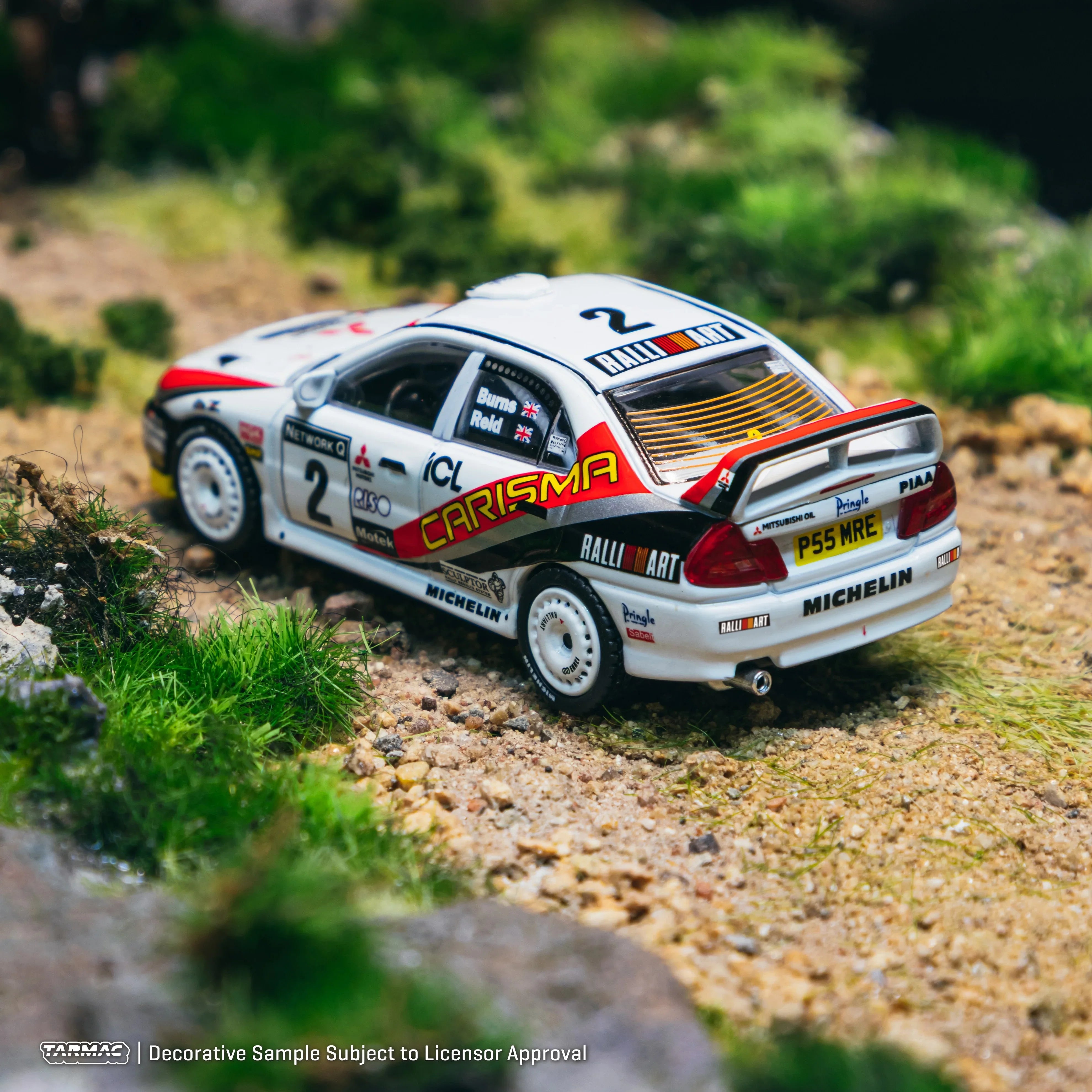 Premium scale diecast model car – *PRE-ORDER* Mitsubishi Carisma GT Evolution IV RAC Rally 1997 (Chance of Chase Car), 1:64 Scale Collectible