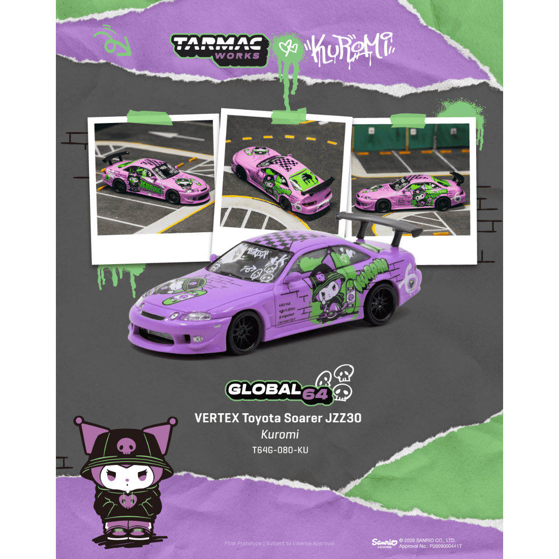 *Pre-Orders* VERTEX Toyota Soarer JZZ30 Kuromi, 1:64 Scale
