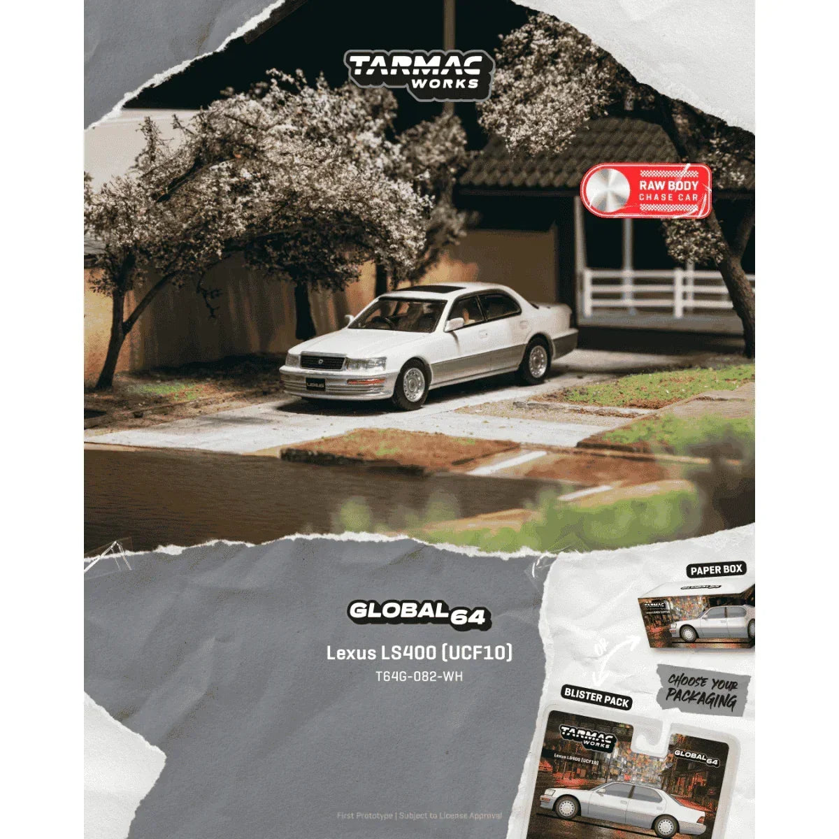 Premium scale diecast model car – *PRE-ORDER* Lexus LS400 (UCF10) Chance of Chase Car, 1:64 Scale (Pearl White) Collectible