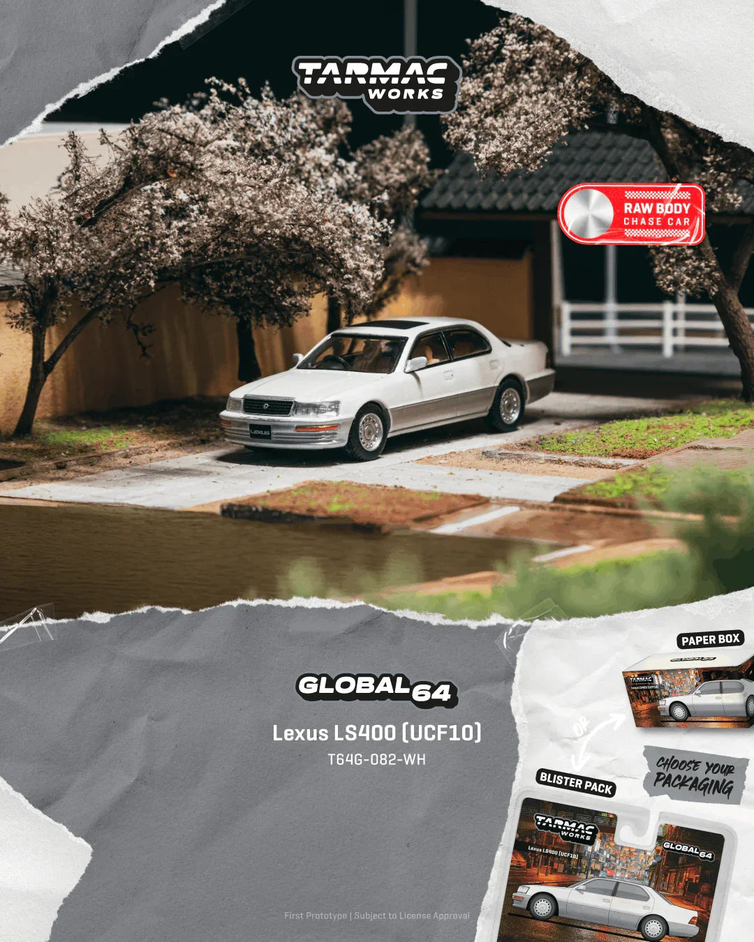 *PRE-ORDER* Lexus LS400 (UCF10) Chance of Chase Car (Blister Pack), 1:64 Scale (Pearl White)