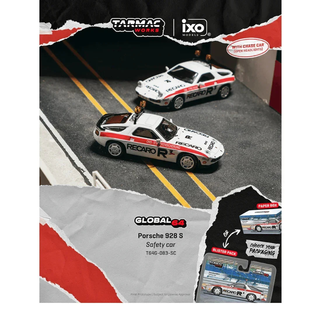 Premium scale diecast model car – *PRE-ORDER* Porsche 928 S Safety Car (Chance of Chase Car), 1:64 Scale Collectible