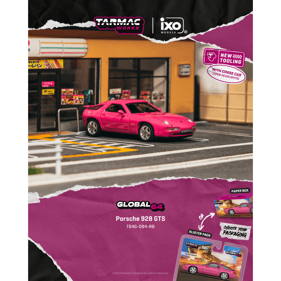 *PRE-ORDER* Porsche 928 GTS Chance of Chase Car with Pop-Up Head-Lights, 1:64 Scale (Rubystone Red)