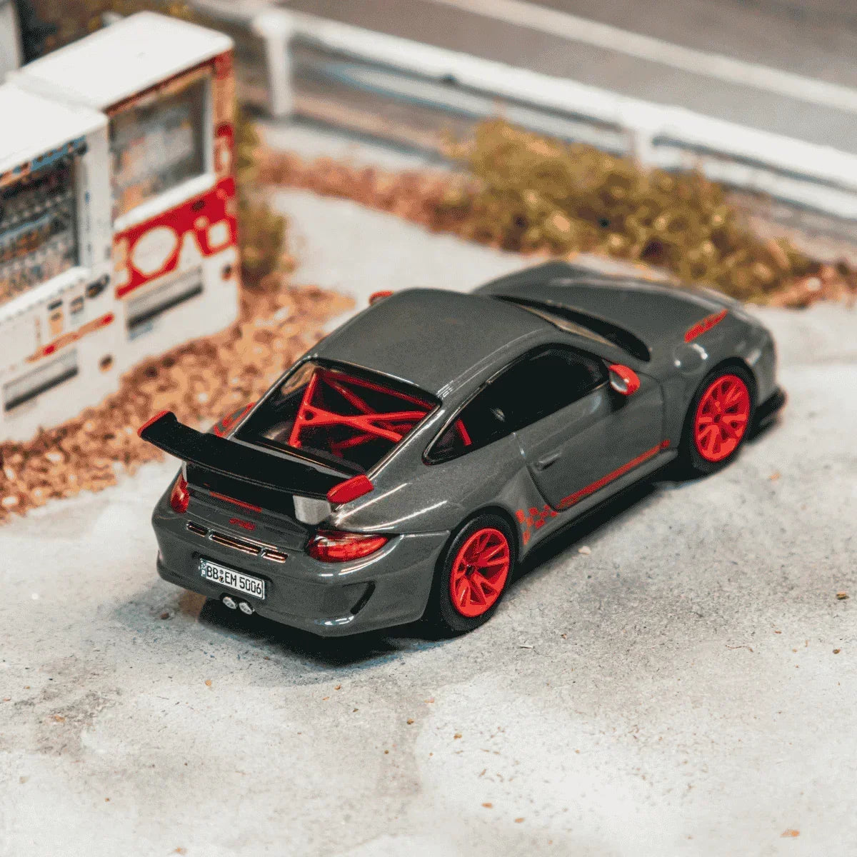 Premium scale diecast model car – *PRE-ORDER* X iXO Models Porsche 911 GT3 RS (997.2) Chance of Chase Car, 1:64 Scale (Grey) Collectible