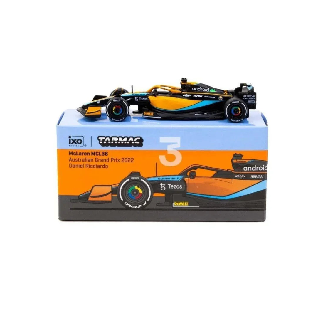 Premium scale diecast model car – McLaren MCL36 Australian Grand Prix #3 Daniel Ricciardo 2022, 1:64 Scale Collectible
