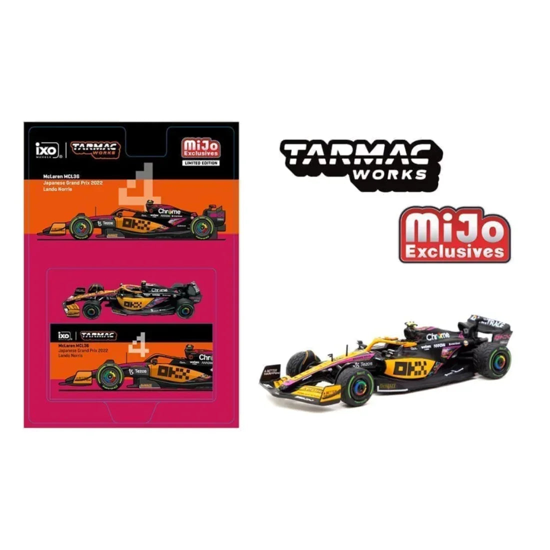 Premium scale diecast model car – McLaren MCL36 Japanese Grand Prix Lando Norris #4 2022, 1:64 Scale Collectible