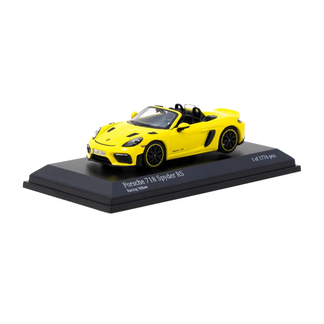 Premium scale diecast model car – Porsche 718 Spyder RS Racing - Collab64, 1:64 Scale (Yellow) Collectible
