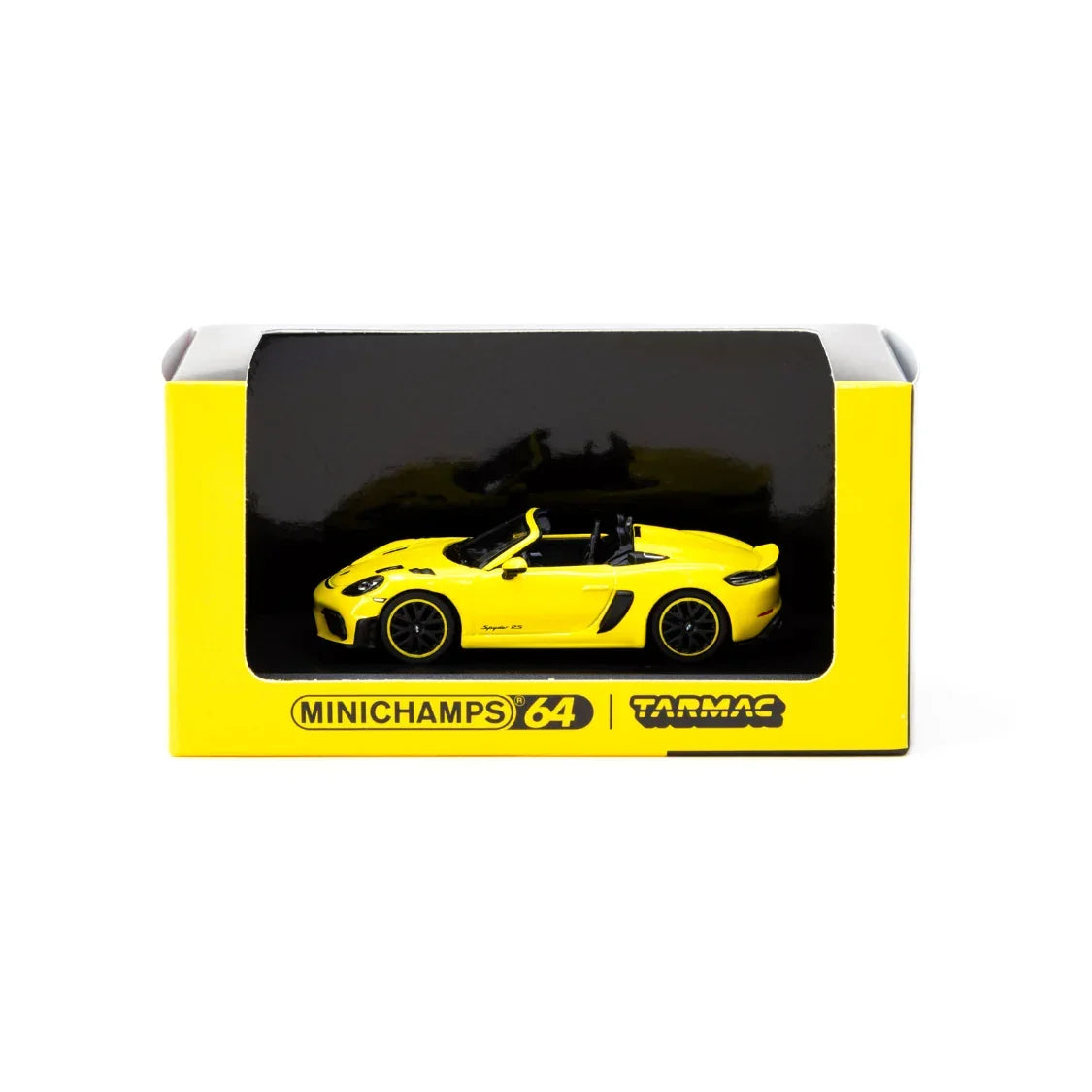 Premium scale diecast model car – Porsche 718 Spyder RS Racing - Collab64, 1:64 Scale (Yellow) Collectible