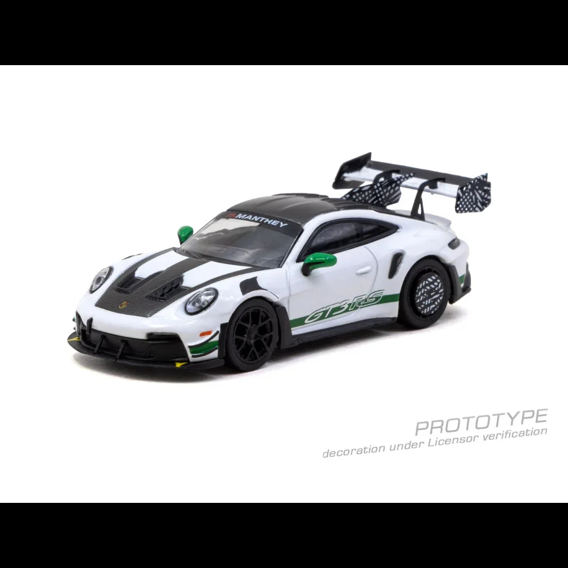 Premium scale diecast model car – *PRE-ORDER* Porsche GT3RS(992.1) MR, 1:64 Scale (White Green) Collectible