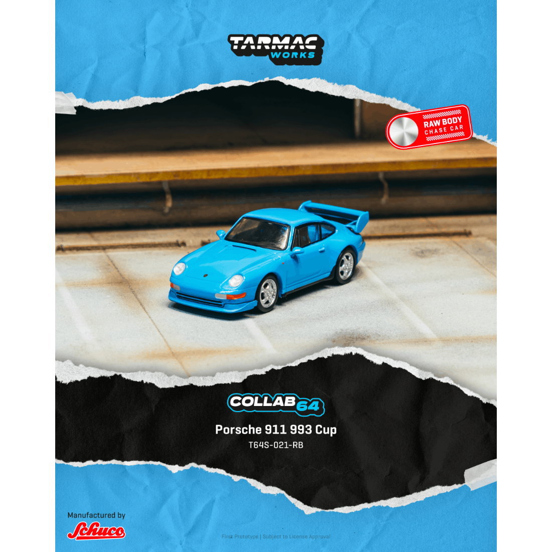 Premium scale diecast model car – *PRE-ORDER* Porsche 911 993 Cup (Riviera Blue) Chance of Chase Car,1:64 Scale Collectible
