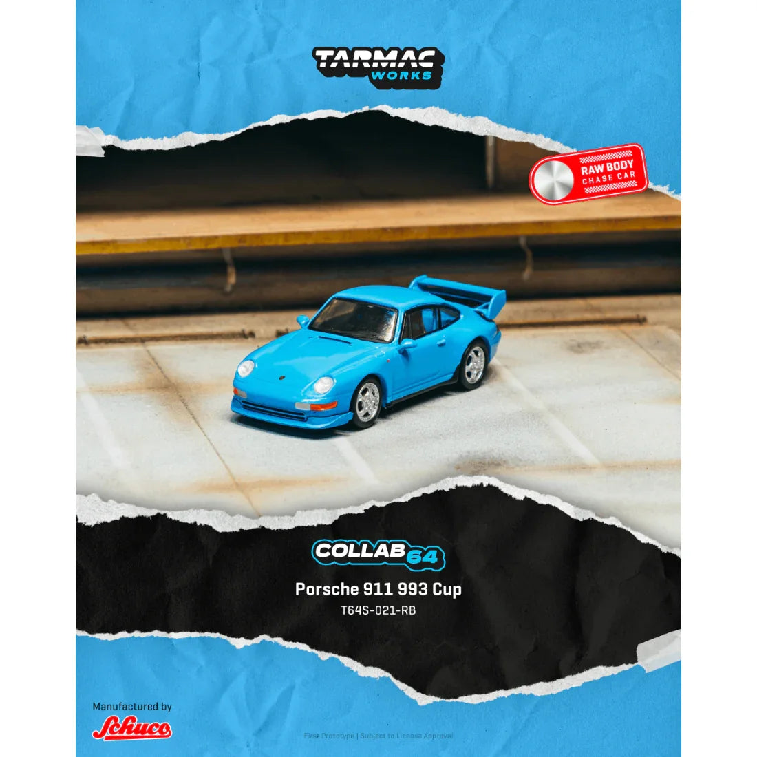Premium scale diecast model car – *PRE-ORDER* Porsche 911 993 Cup (Riviera Blue) Chance of Chase Car,1:64 Scale Collectible