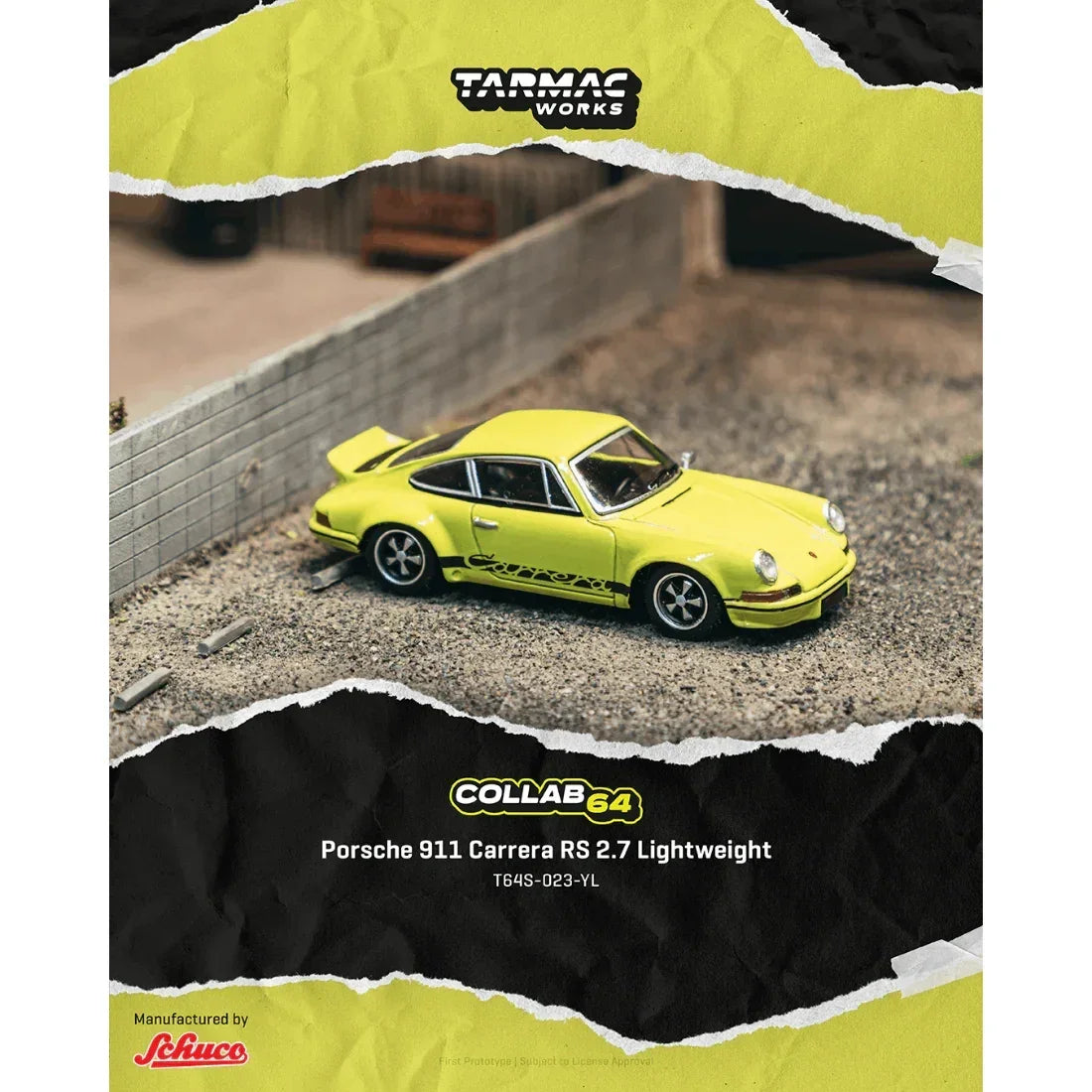 Premium scale diecast model car – *PRE-ORDER* Porsche 911 Carrera RS 2.7 Lightweight Chance of Chase Car (Yellow) Collectible