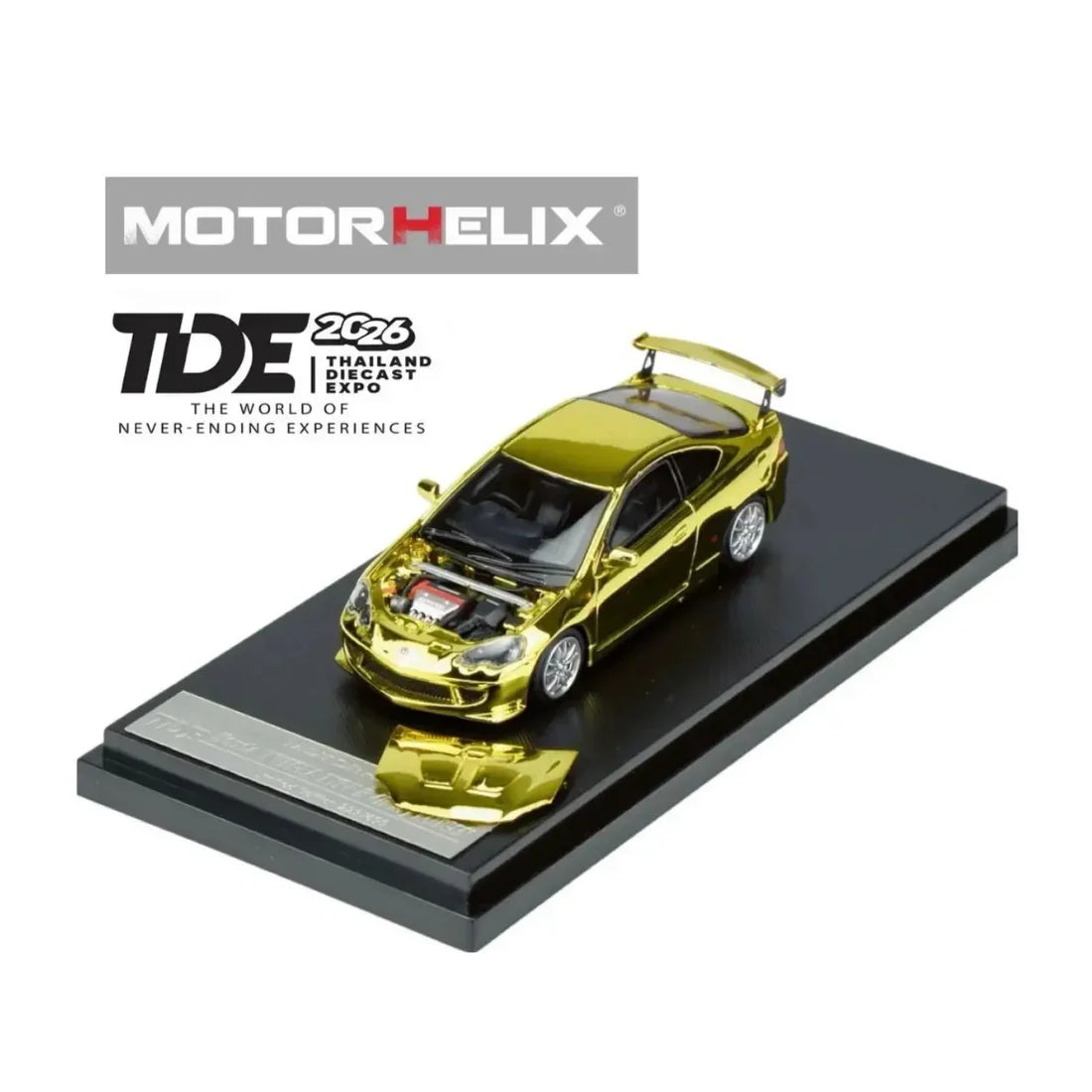Premium scale diecast model car – *TDE 2026* 1:64 Honda Integra Type R (DC5) MUGEN (Limited to 699 pcs), 1:64 Scale (Gold Chrome) Collectible