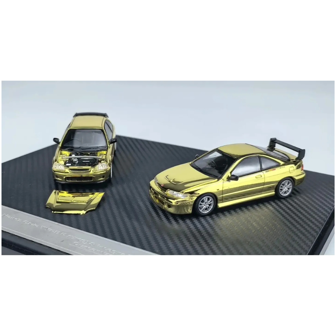 *TDE 2026* Honda Civic Type R (EK9) & Integra Type R (Mugen) Twin Set (Limited to 299 Sets), 1:64 Scale (Gold Chrome)