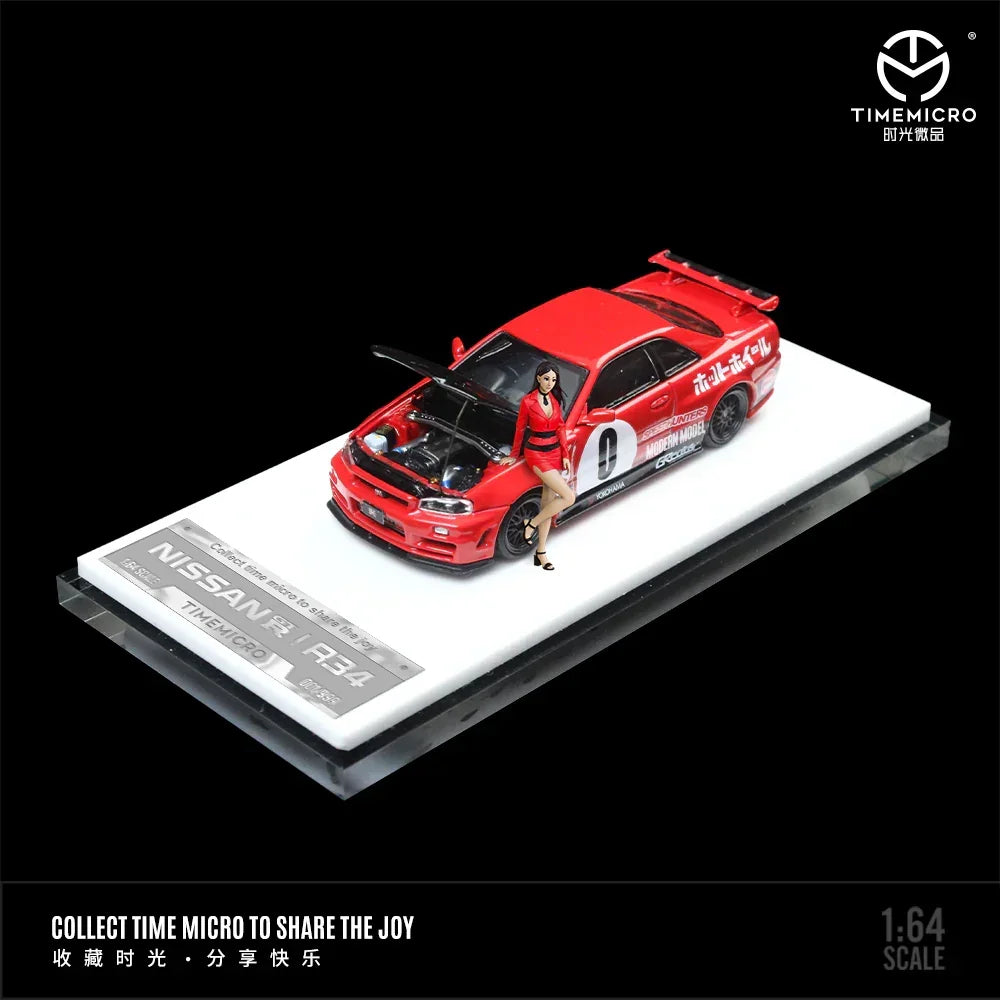 Premium scale diecast model car – *PRE-ORDER* Nissan GTR34-0 Red Livery - Figure Edition, 1:64 Scale Collectible
