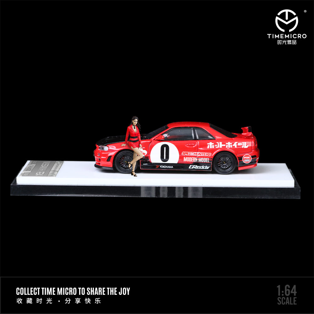 Premium scale diecast model car – *PRE-ORDER* Nissan GTR34-0 Red Livery - Figure Edition, 1:64 Scale Collectible