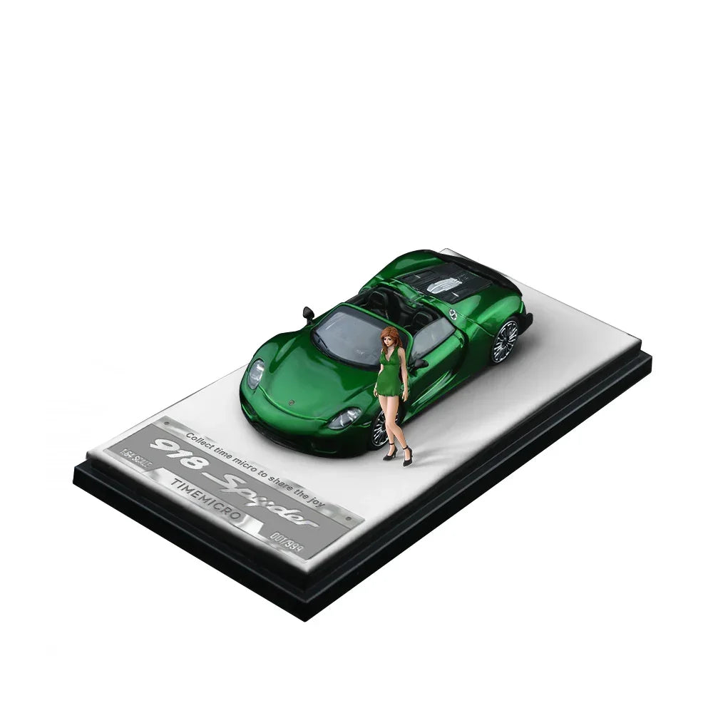 Premium scale diecast model car – *PRE-ORDER* Porsche 918 - Metallic Green - Figure Edition, 1:64 Scale Collectible
