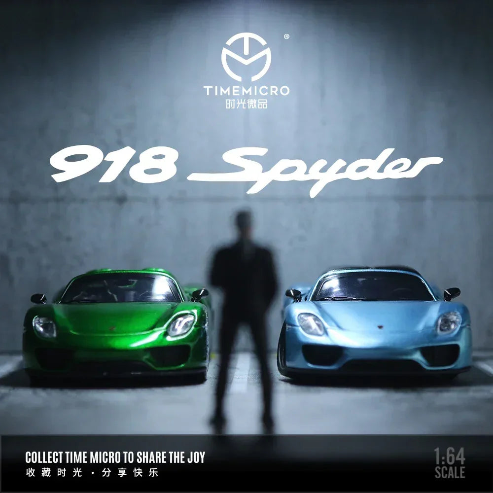Premium scale diecast model car – *PRE-ORDER* Porsche 918 - Metallic Green - Figure Edition, 1:64 Scale Collectible