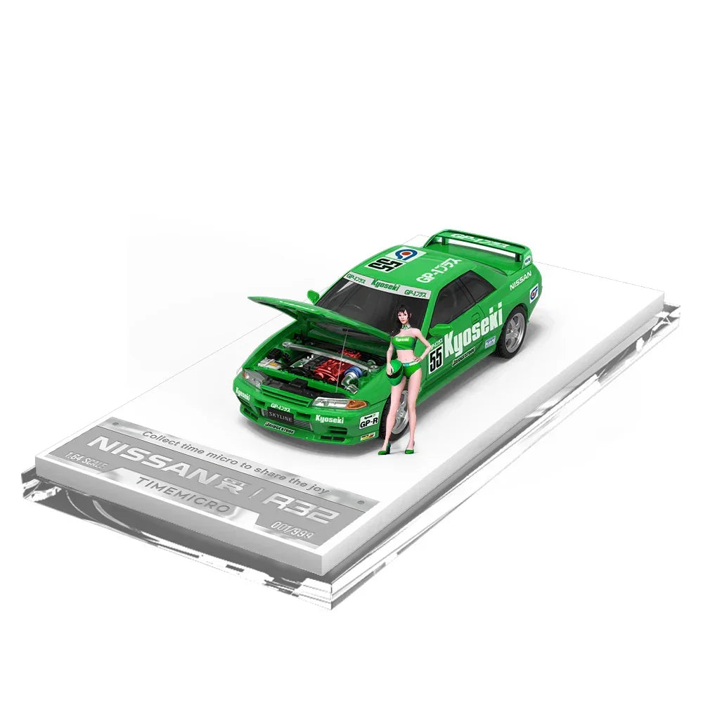 Premium scale diecast model car – *PRE-ORDER* Nissan GTR R32 - Green No. 55 - Figure Edition, 1:64 Scale Collectible