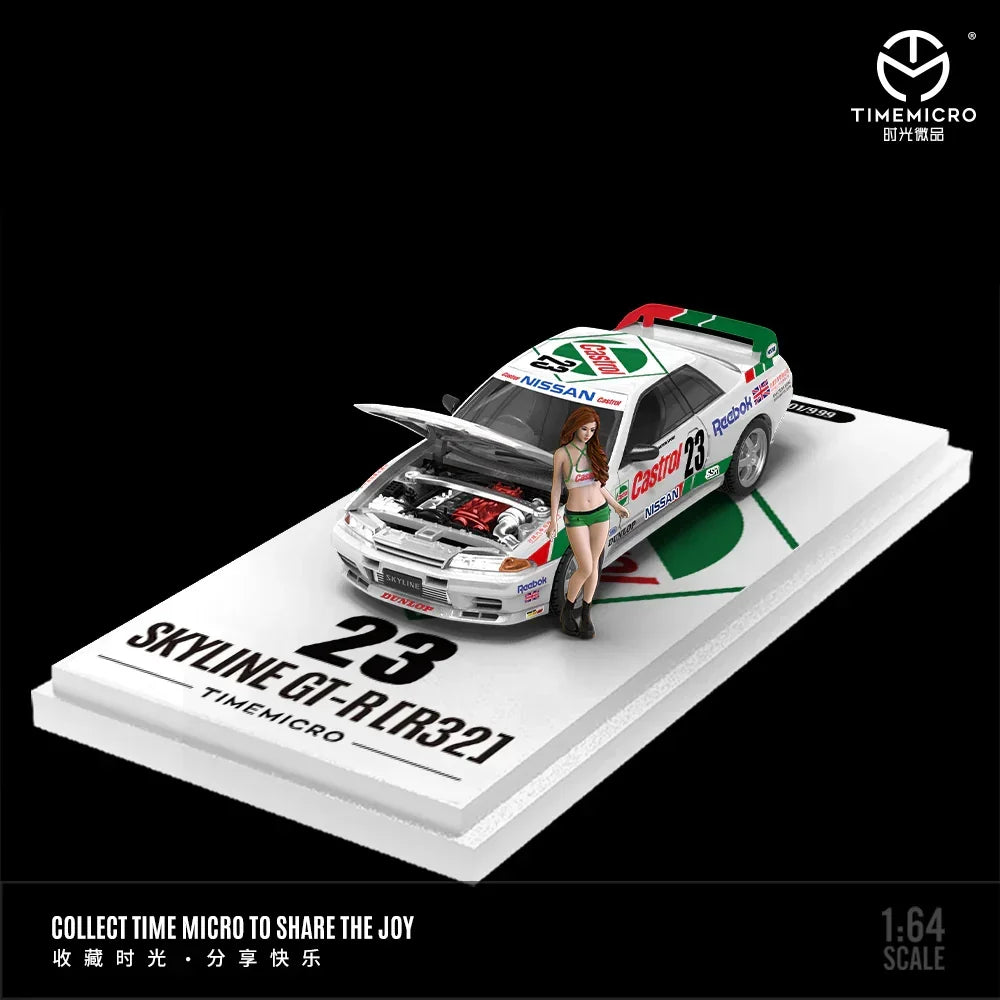 Premium scale diecast model car – *PRE-ORDER* TM-Nissan GTR R32-Red and Green No. 23 CASTROL-Figure Edition, 1:64 Scale Collectible