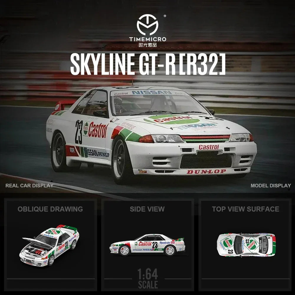Premium scale diecast model car – *PRE-ORDER* TM-Nissan GTR R32-Red and Green No. 23 CASTROL-Figure Edition, 1:64 Scale Collectible