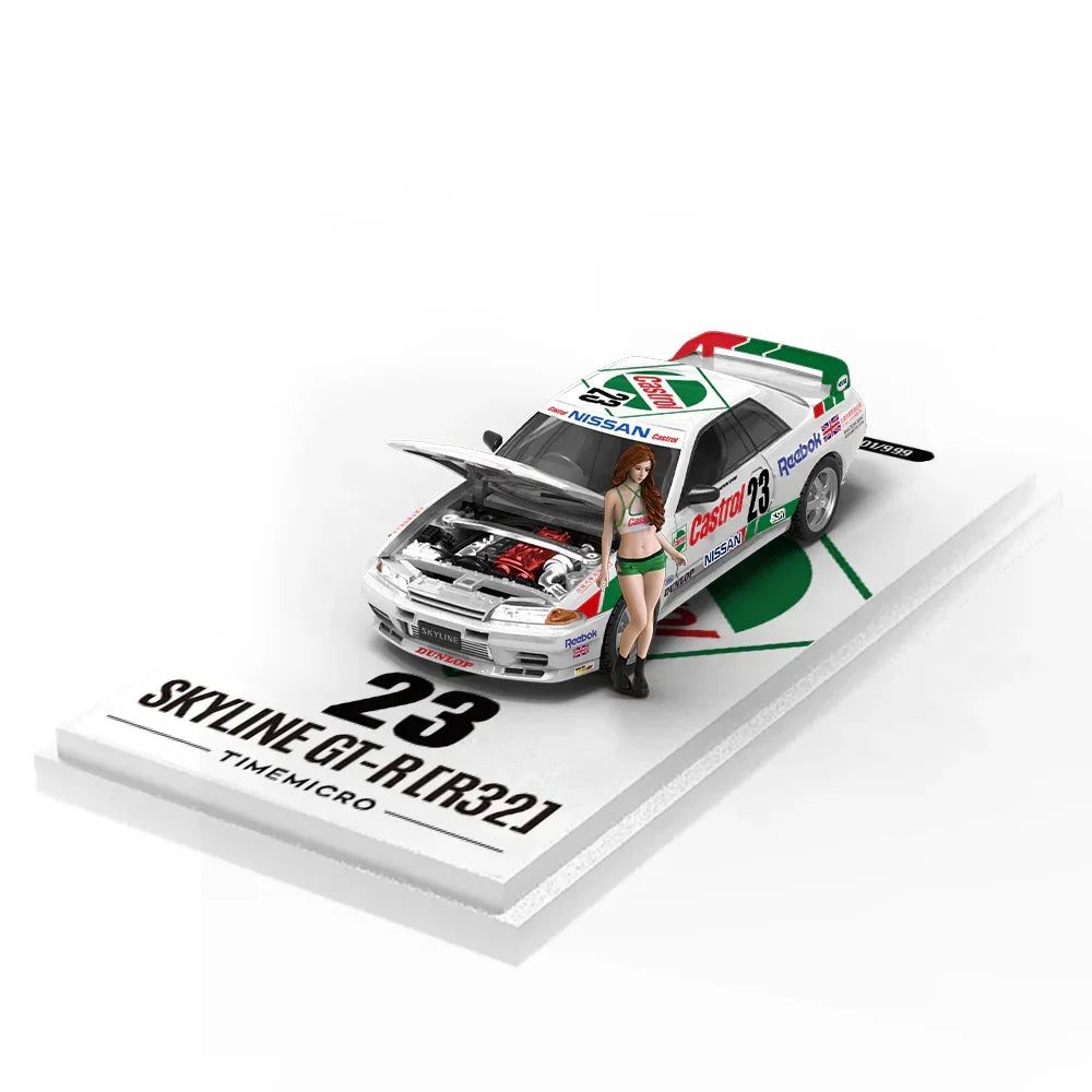 Premium scale diecast model car – *PRE-ORDER* TM-Nissan GTR R32-Red and Green No. 23 CASTROL-Figure Edition, 1:64 Scale Collectible
