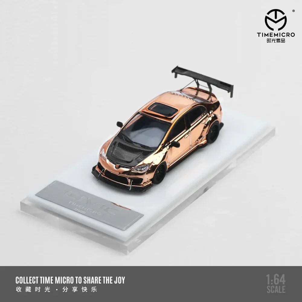 Premium scale diecast model car – *PRE-ORDER* Honda Civic explosive modification, 1:64 Scale (Rose Gold) Collectible