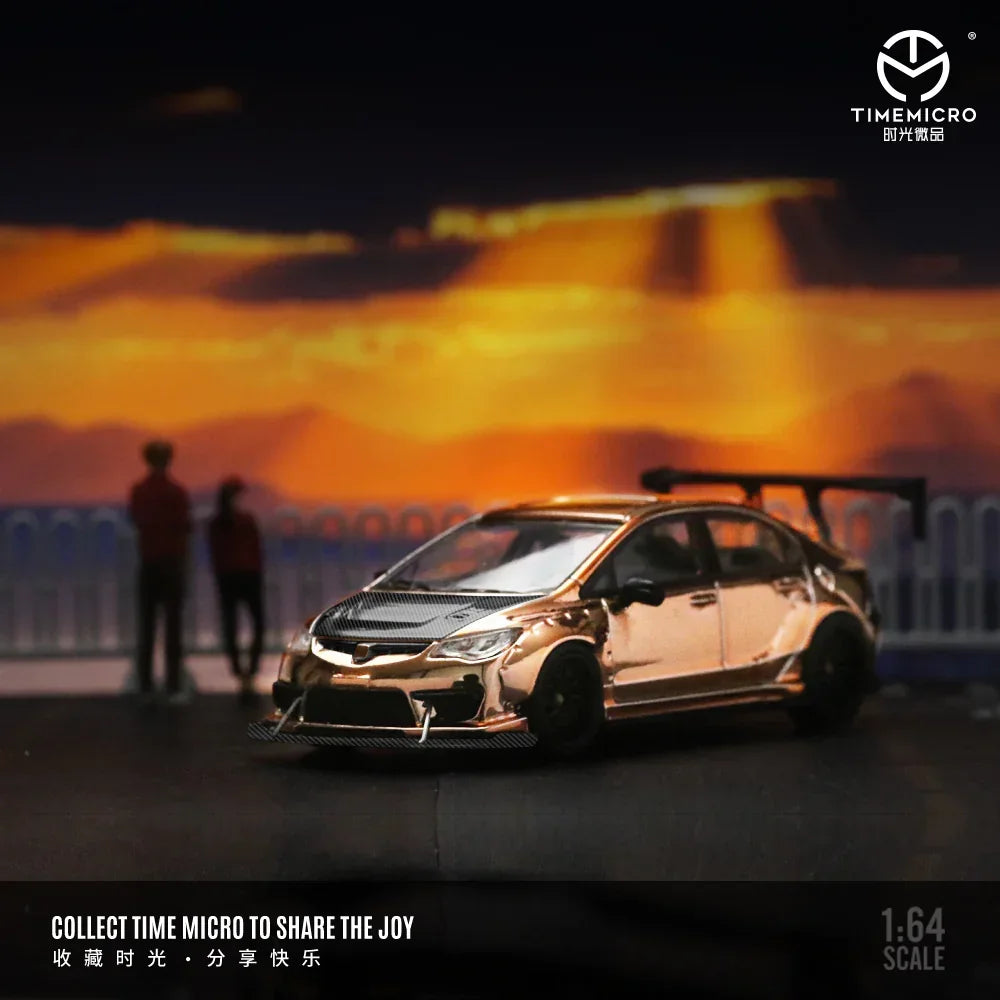 Premium scale diecast model car – *PRE-ORDER* Honda Civic explosive modification, 1:64 Scale (Rose Gold) Collectible