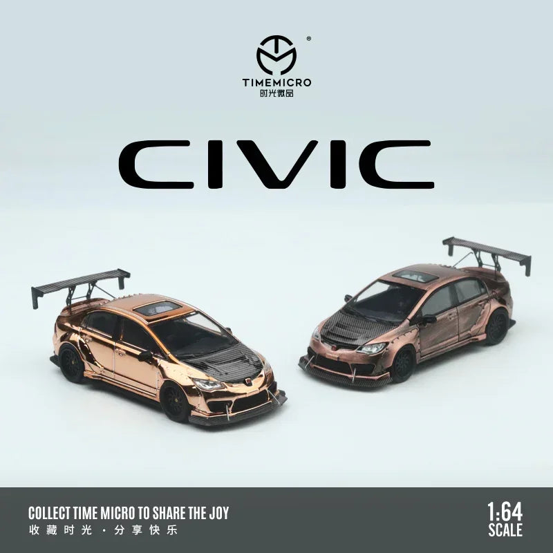 Premium scale diecast model car – *PRE-ORDER* Honda Civic explosive modification, 1:64 Scale (Rose Gold) Collectible