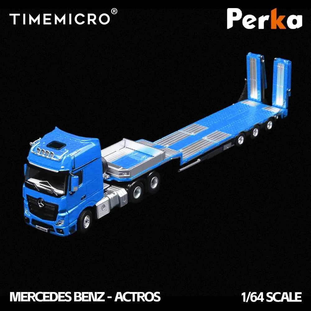 Premium scale diecast model car – *PRE-ORDER* Mercedes Trailer Transporter, 1:64 Scale (Blue) Collectible