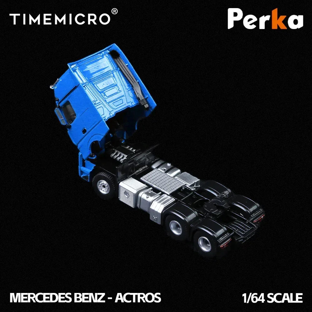 Premium scale diecast model car – *PRE-ORDER* Mercedes Trailer Transporter, 1:64 Scale (Blue) Collectible