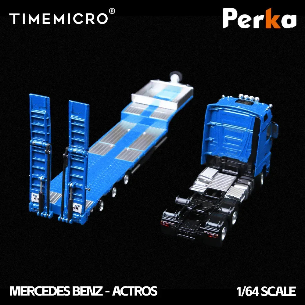 Premium scale diecast model car – *PRE-ORDER* Mercedes Trailer Transporter, 1:64 Scale (Blue) Collectible
