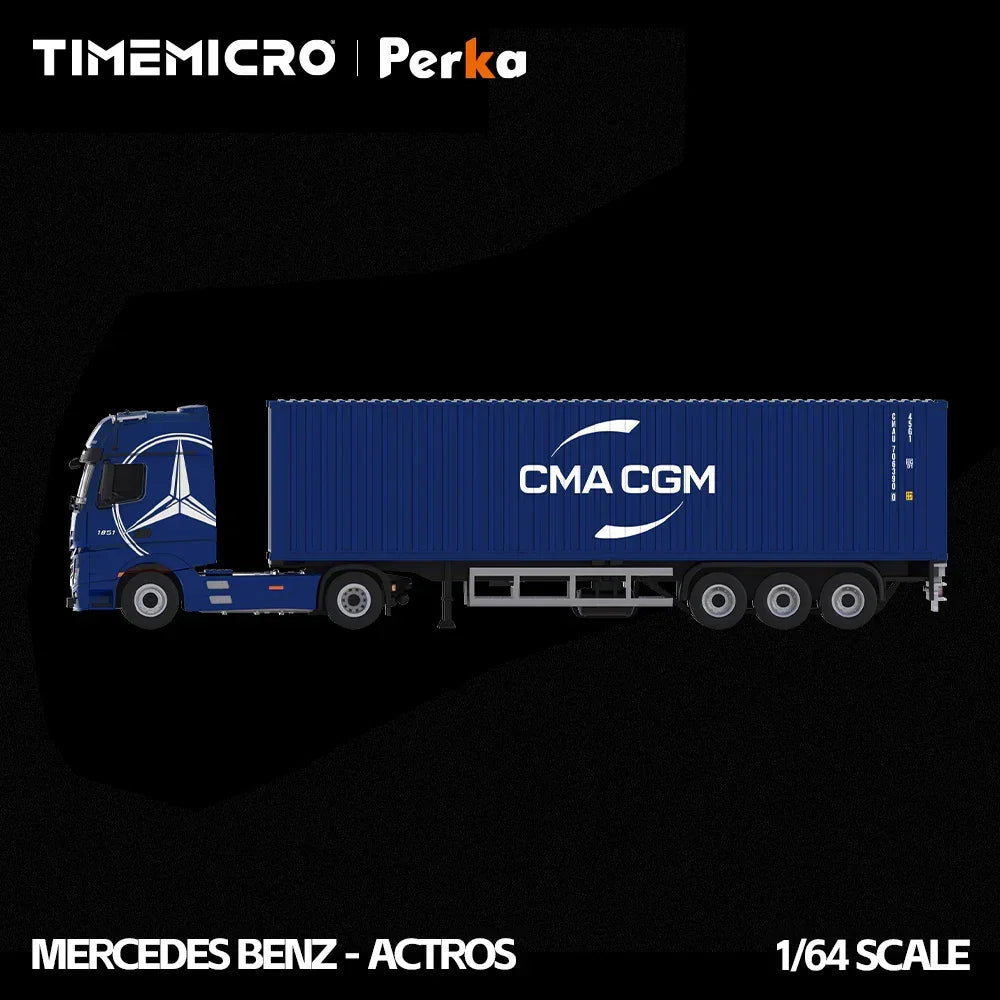 Premium scale diecast model car – *PRE-ORDER* Mercedes-Benz Actros Container Truck, 1:64 Scale (Deep Sea Blue) Collectible