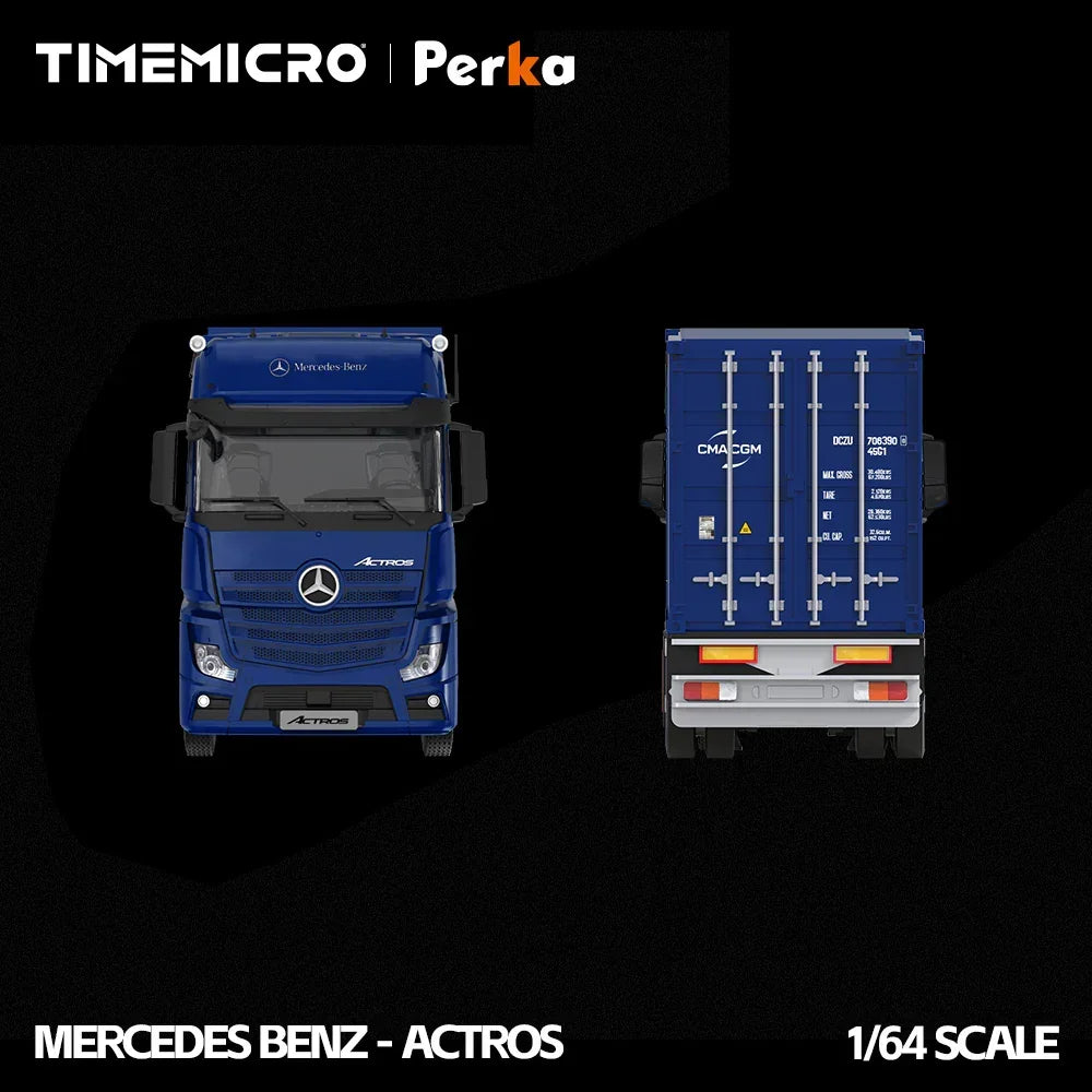 Premium scale diecast model car – *PRE-ORDER* Mercedes-Benz Actros Container Truck, 1:64 Scale (Deep Sea Blue) Collectible