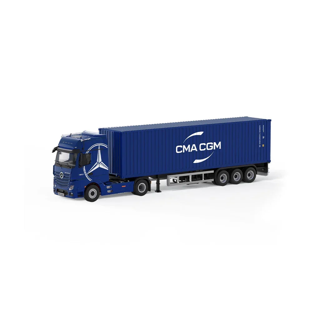 Premium scale diecast model car – *PRE-ORDER* Mercedes-Benz Actros Container Truck, 1:64 Scale (Deep Sea Blue) Collectible