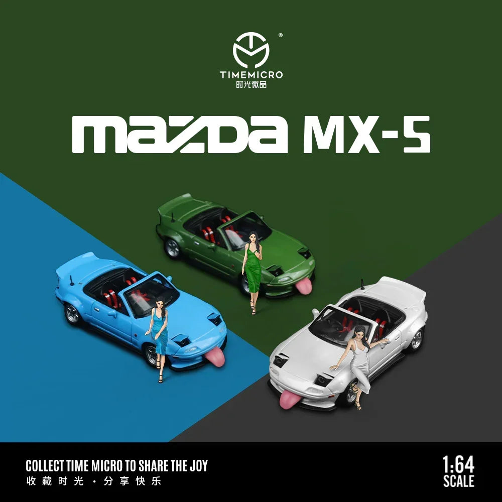 Premium scale diecast model car – *PRE-ORDER* Mazda MX5 Green - Figure Edition, 1:64 Scale Collectible