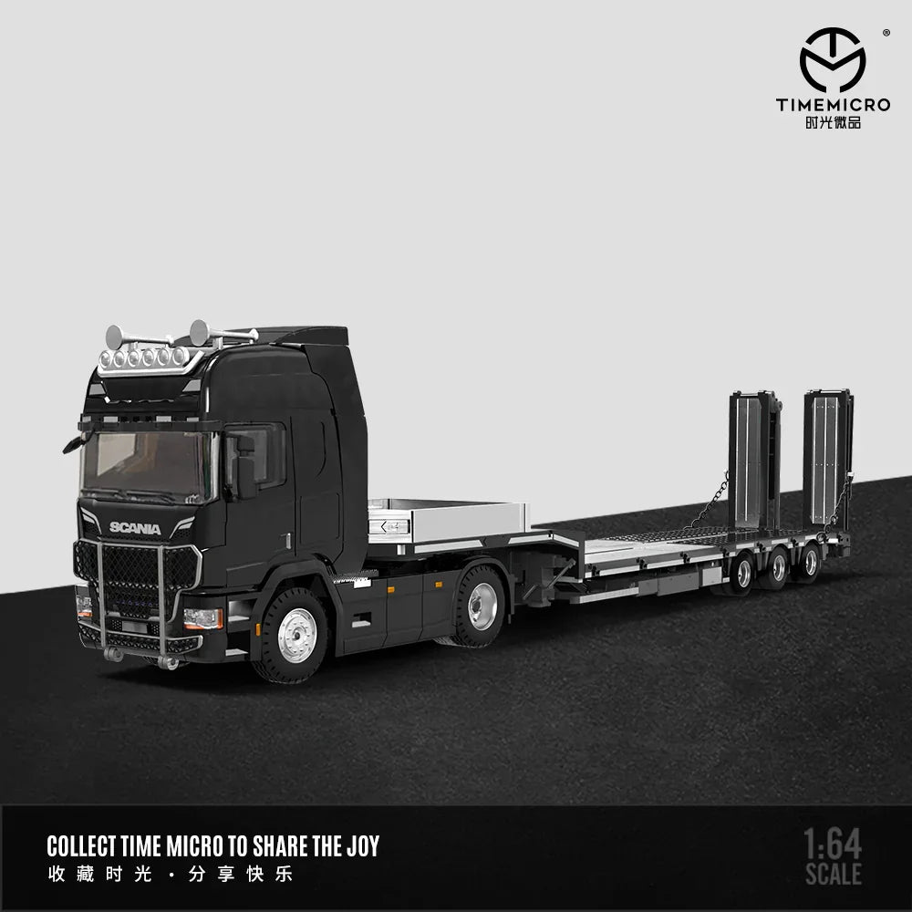 Premium scale diecast model car – *PRE-ORDER* Scania Trailer Transporter, 1:64 Scale (Black) Collectible