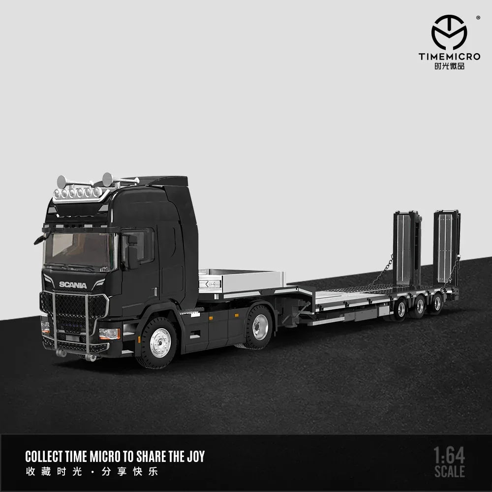 Premium scale diecast model car – *PRE-ORDER* Scania Trailer Transporter, 1:64 Scale (Black) Collectible