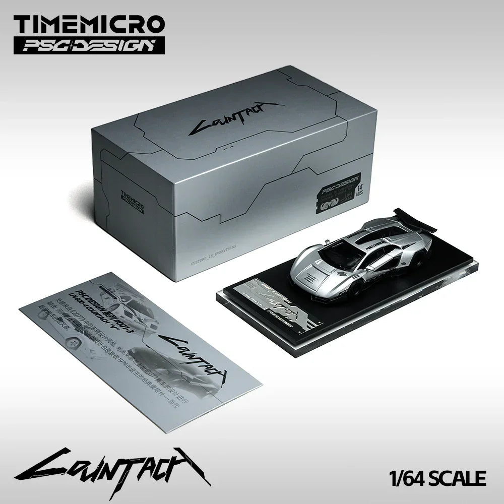 Premium scale diecast model car – *PRE-ORDER* Lamborghini Contache V-Matte Silver Grey Exhibition Edition(Limited to 999), 1:64 Scale Collectible
