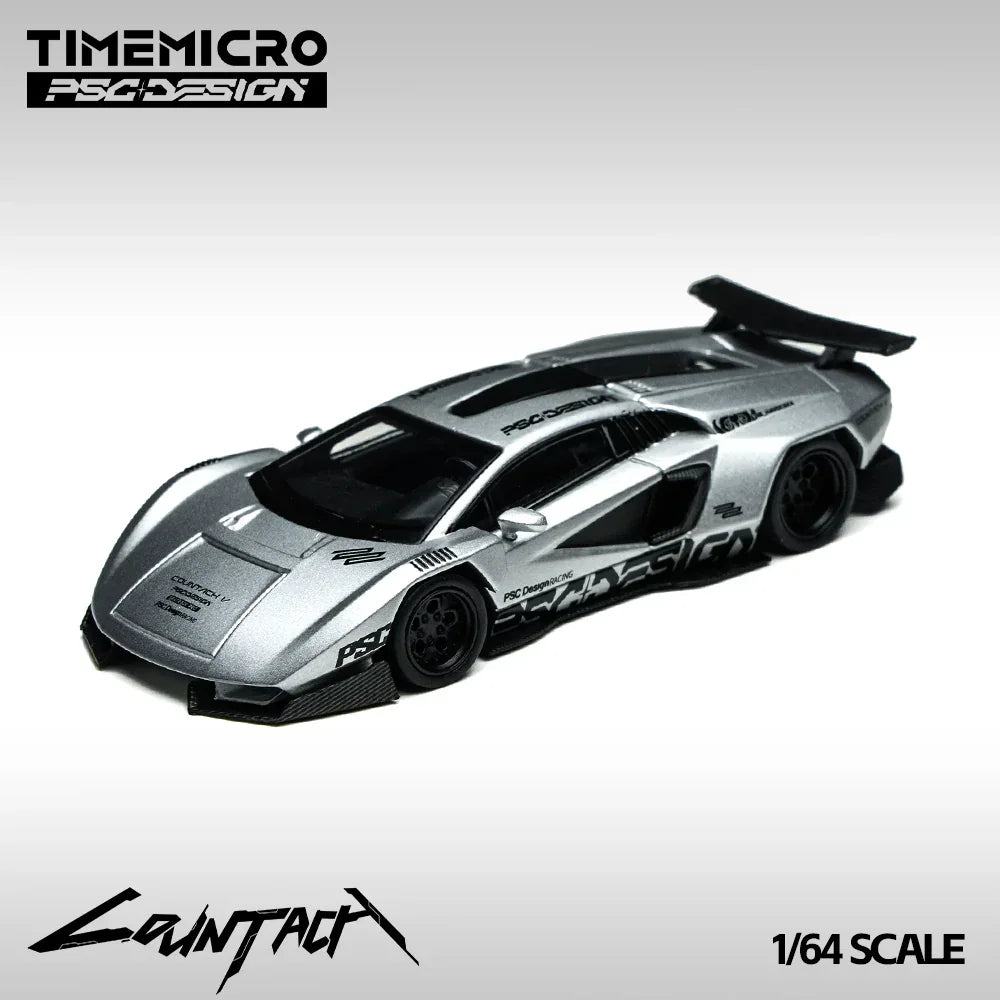 Premium scale diecast model car – *PRE-ORDER* Lamborghini Contache V-Matte Silver Grey Exhibition Edition(Limited to 999), 1:64 Scale Collectible