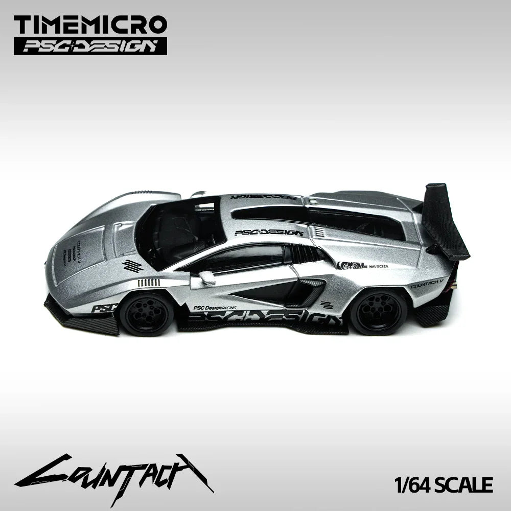 Premium scale diecast model car – *PRE-ORDER* Lamborghini Contache V-Matte Silver Grey Exhibition Edition(Limited to 999), 1:64 Scale Collectible