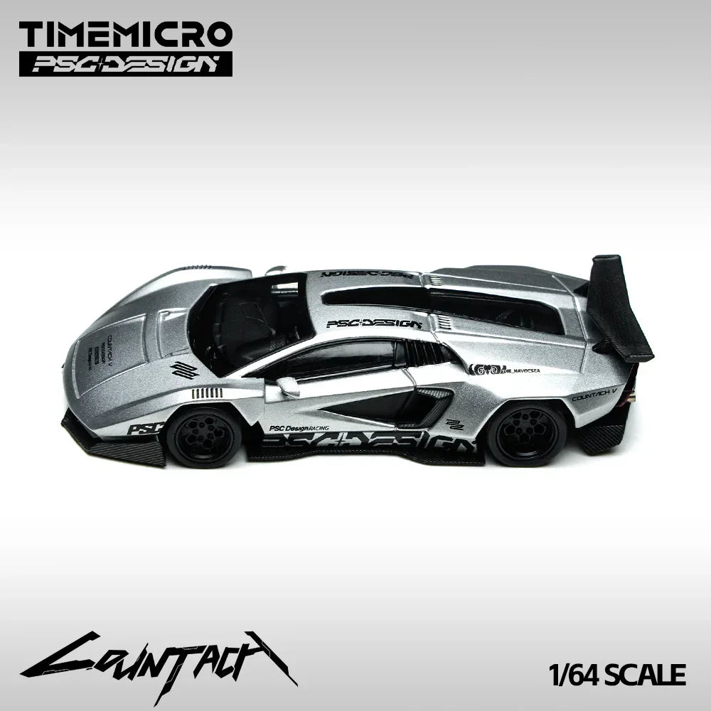 Premium scale diecast model car – *PRE-ORDER* Lamborghini Contache V-Matte Silver Grey Exhibition Edition(Limited to 999), 1:64 Scale Collectible
