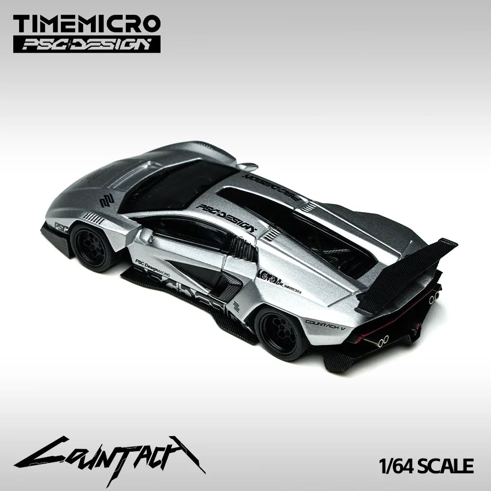 Premium scale diecast model car – *PRE-ORDER* Lamborghini Contache V-Matte Silver Grey Exhibition Edition(Limited to 999), 1:64 Scale Collectible