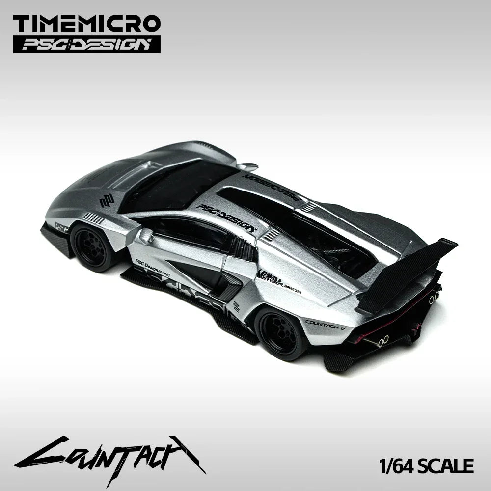 Premium scale diecast model car – *PRE-ORDER* Lamborghini Contache V-Matte Silver Grey Exhibition Edition(Limited to 999), 1:64 Scale Collectible