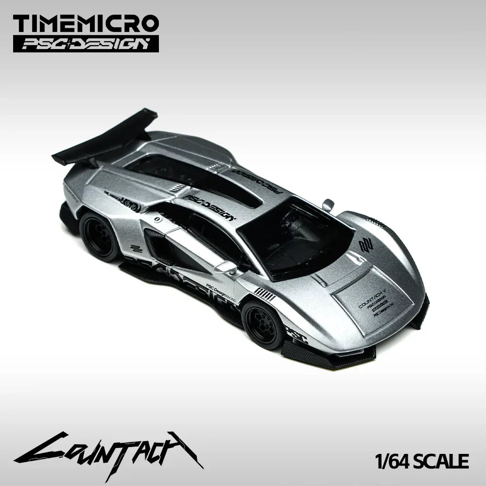 Premium scale diecast model car – *PRE-ORDER* Lamborghini Contache V-Matte Silver Grey Exhibition Edition(Limited to 999), 1:64 Scale Collectible