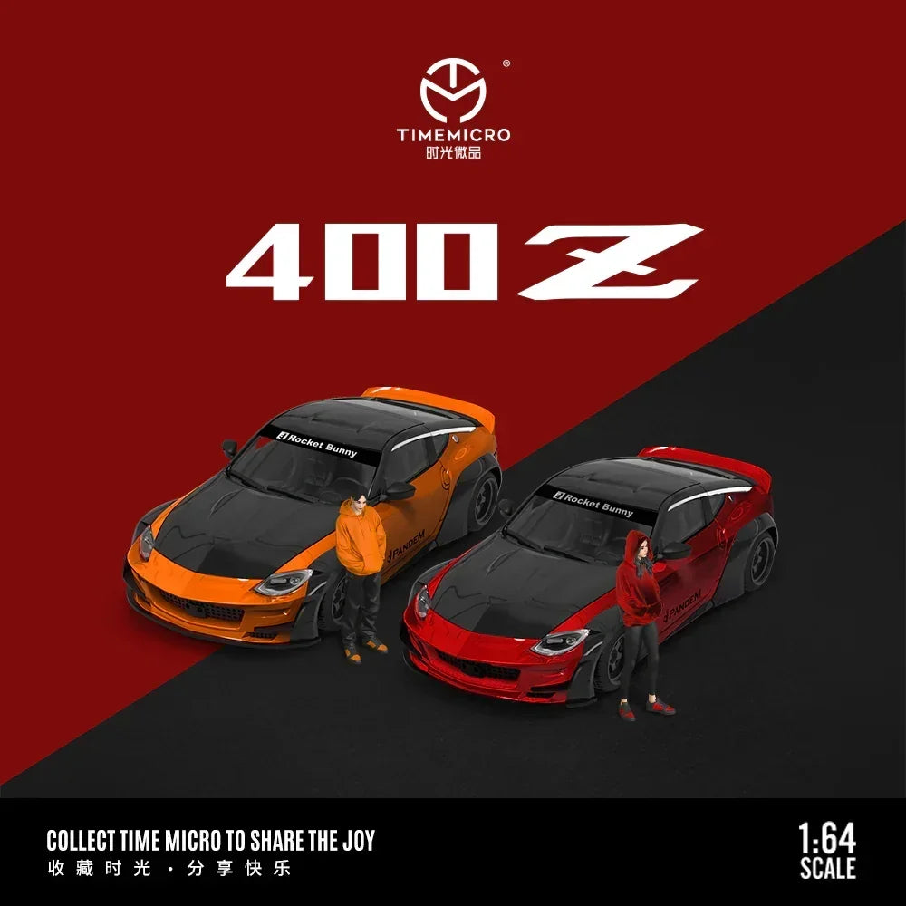 Premium scale diecast model car – *PRE-ORDER* Nissan 400Z - Metallic Red Black - Figure Edition, 1:64 Scale Collectible