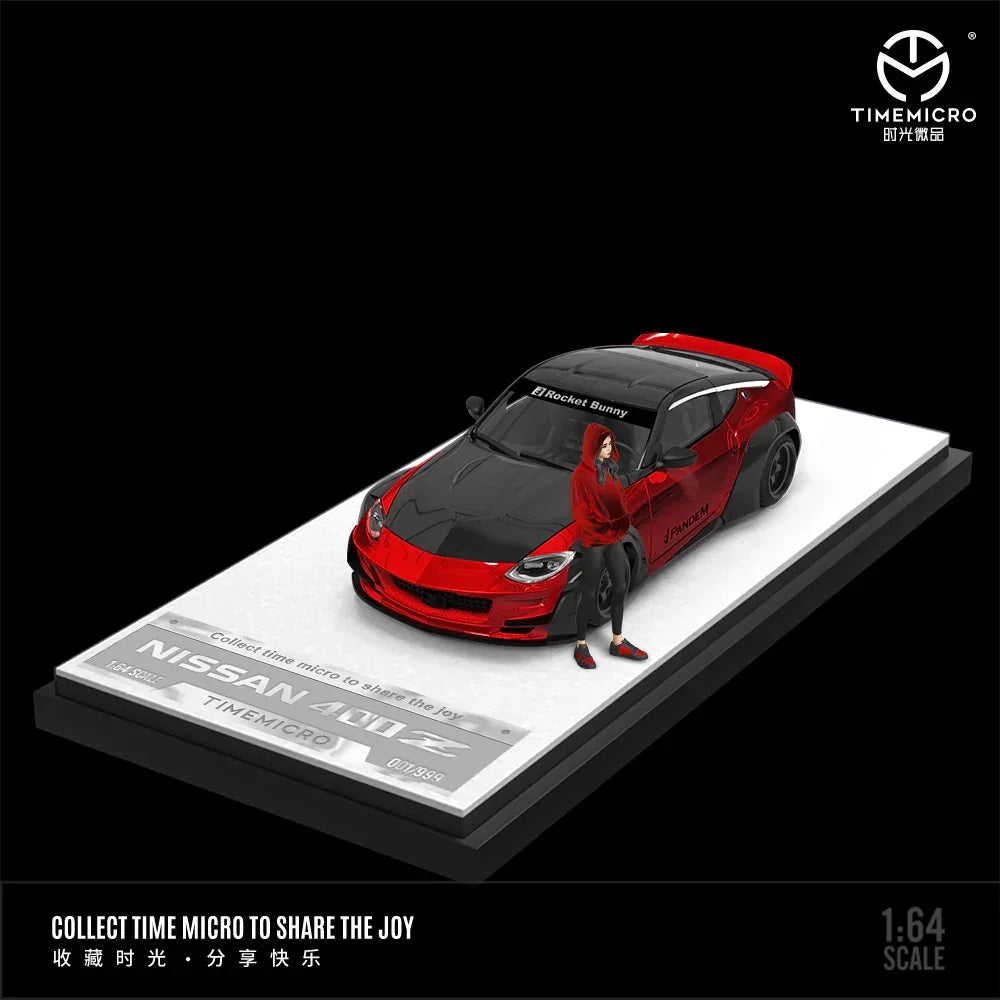 Premium scale diecast model car – *PRE-ORDER* Nissan 400Z - Metallic Red Black - Figure Edition, 1:64 Scale Collectible
